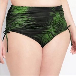 New High Waist Palm Print Drawstring Bikini Swim Bottoms Lane Bryant Cacique